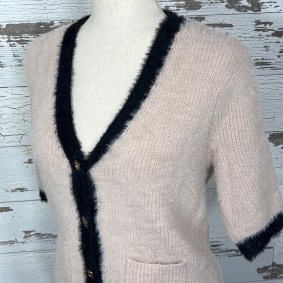 BISHOP & YOUNG The Etoile Short Sleeve Cardigan in Latte Sz S NWOT - Picture 2 of 6